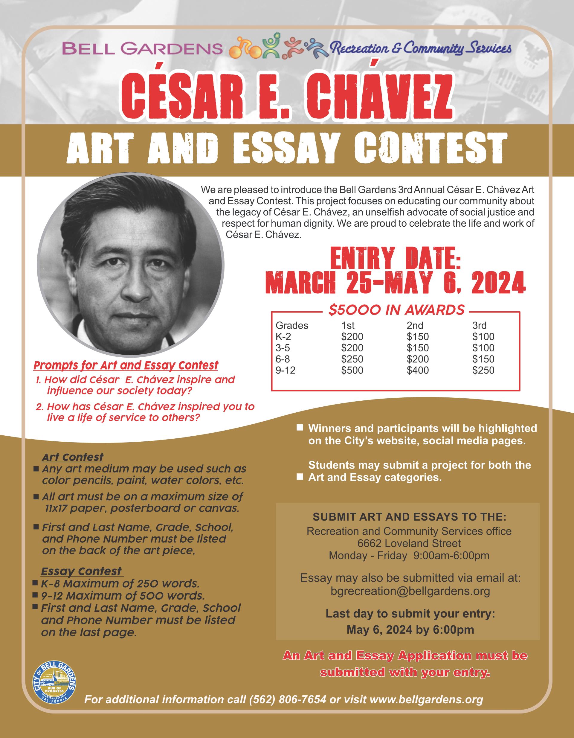 FINAL Cesar Chavez - Art  Essay Contest flyer 2024