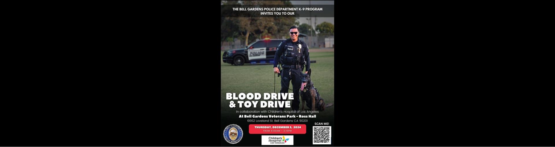 blood drive toy drive 2024 web banner