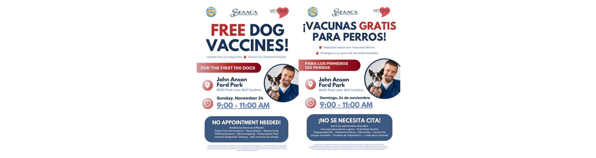 seaaca vet care free dog vaccines nov 2024 web banner